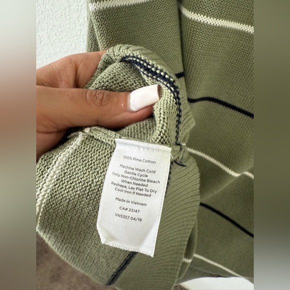 Talbots Olive Striped Sweatshirt - Picture 6 of 8